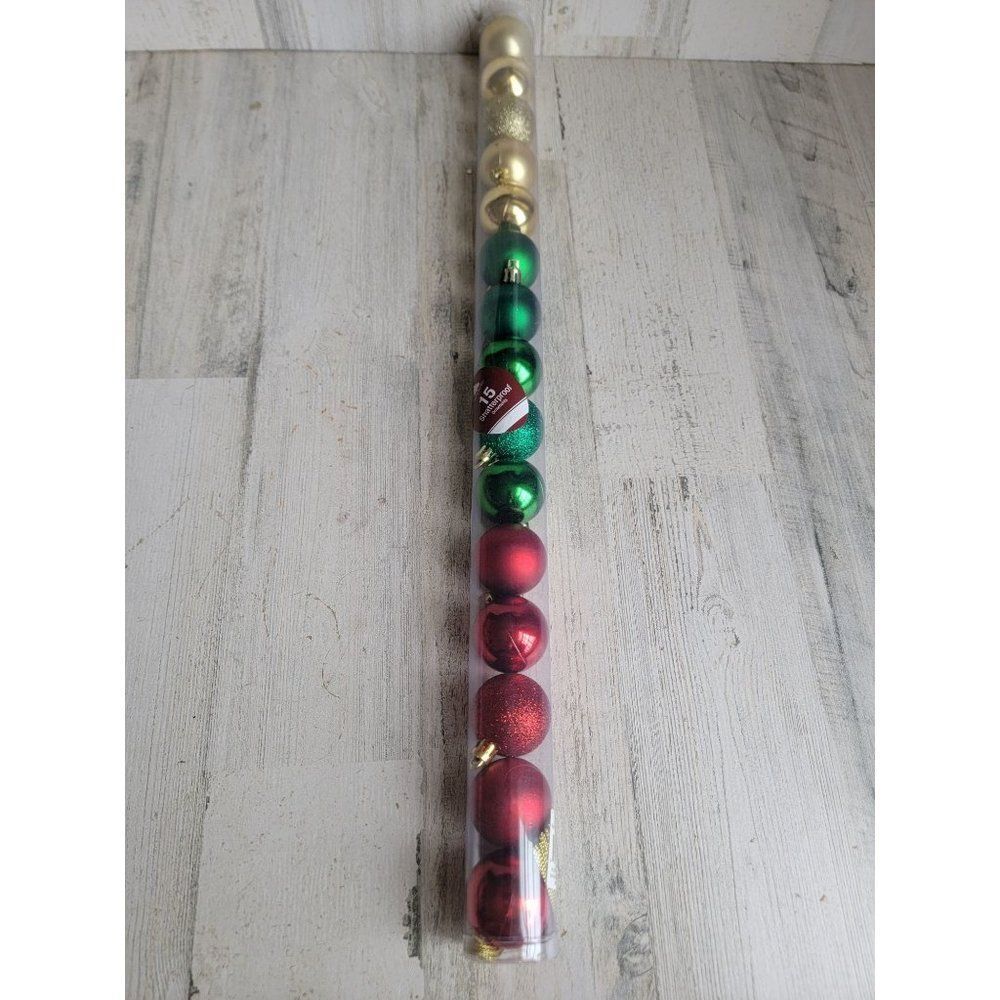 Enchanted Forest 15 shatterproof red green gold mini‎ ornament Xmas